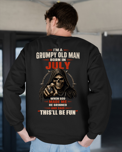 JULY - Grumpy Old Man Born In July - Funny Skull T-Shirt (SKU2607-263-07)