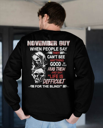 NOVEMBER -  HUG THEM AND SAY... - BIRTHDAY T-SHIRT FOR MEN - KATE11 (SKU12-253-11)