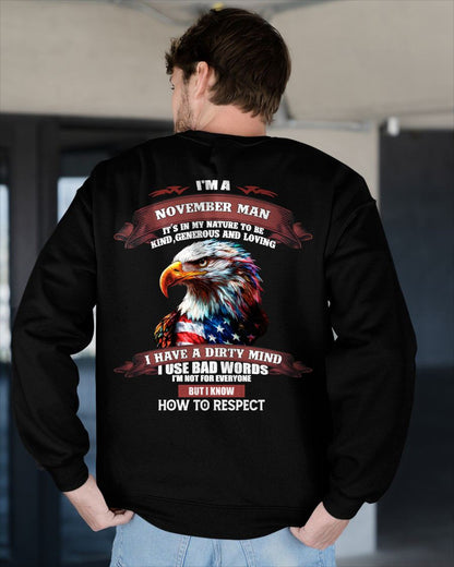 NOVEMBER - KNOW HOW TO RESPECT - BIRTHDAY T-SHIRT FOR MEN - KATE11 (SKU12-311-11)