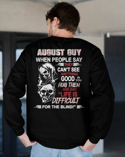 AUGUST -  HUG THEM AND SAY... - BIRTHDAY T-SHIRT FOR MEN - KATE08 (SKU12-253-08)