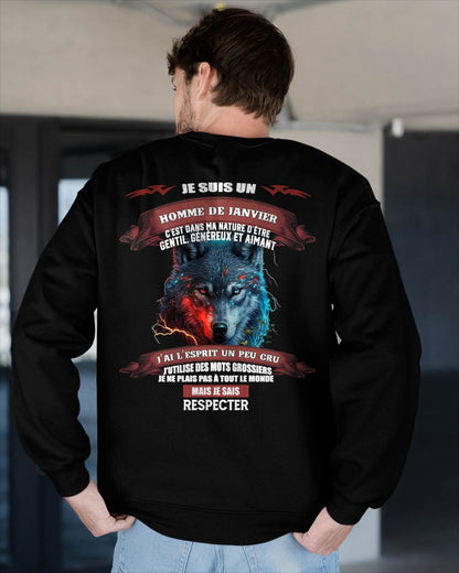 JANVIER -  JE SAIS RESPECTER – T-SHIRT D’ANNIVERSAIRE POUR HOMME - frKATE01 (SKU12-266-01)