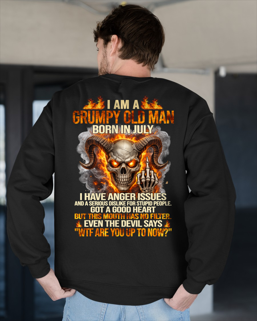 JULY SHIRT – I Am A Grumpy Old Man Born In July – Anger Issues & No Filter – Funny Skull Shirt – KATE07 (SKU2602-113-07)