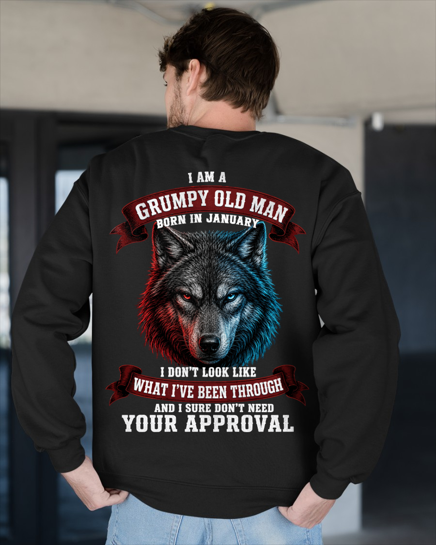 JANUARY - Grumpy Old Man Born In January Wolf - Funny Gift For Men (SKU2608-02-01)