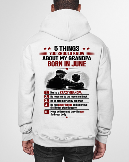 JUNE GRANDPA SHIRT – 5 Things You Should Know About My Grandpa – Gift From Grandpa to Grandchild (SKU2605-24-06)