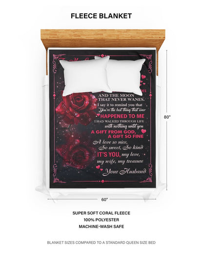 To My Gorgeous Wife – In My Life You Are the Sun That Never Fades, the Moon That Never Wanes, a Gift From God, My Love, My Treasure – From Husband to Wife Anniversary, Valentine’s Day & Wedding Gift Blanket (SKU2602-37)