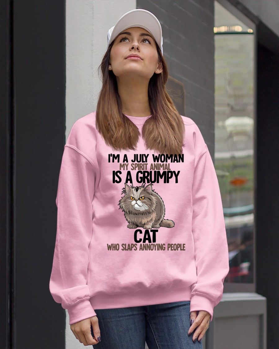 JULY - MY SPIRIT ANIMAL IS A GRUMPY CAT - BIRTHDAY SHIRT FOR WOMEN - KATE07 (SKU12-278-07)