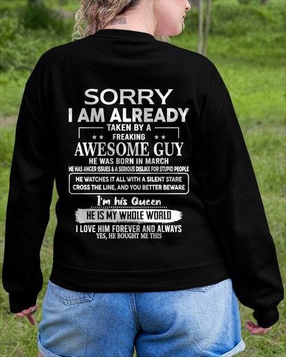 MARCH - Awesome Guy Born In March - Funny Gift For Husband (SKU2608-403-03)