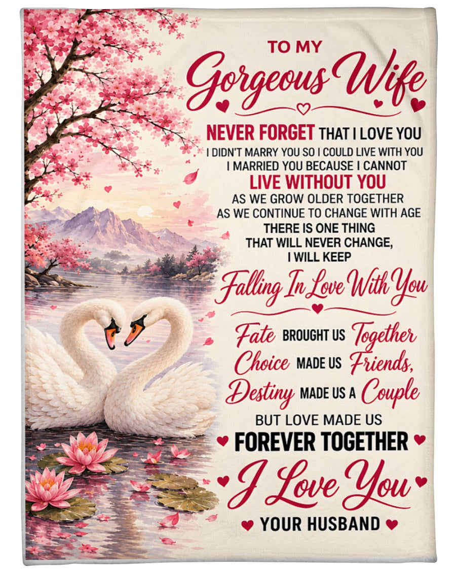 BLANKET - NEVER FORGET THAT I LOVE YOU - FROM HUSBAND TO WIFE (SKU2609-192)