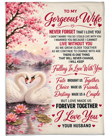 BLANKET - NEVER FORGET THAT I LOVE YOU - FROM HUSBAND TO WIFE (SKU2609-192)