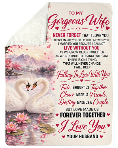 BLANKET - NEVER FORGET THAT I LOVE YOU - FROM HUSBAND TO WIFE (SKU2609-192)