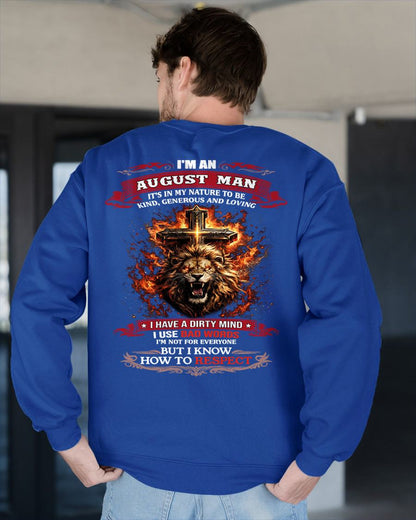 AUGUST - KIND AND LOVING ARE MY NATURE - PREMIUM DTG PRINT BIRTHDAY T-SHIRT FOR MEN - KATE08 (SKU26T-01-31-08)