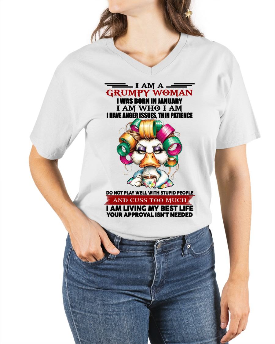 JANUARY - GRUMPY WOMAN - BIRTHDAY SHIRT FOR WOMEN - KATE01 (SKU26T-01-22-01)