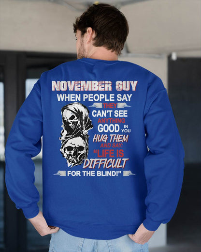 NOVEMBER -  HUG THEM AND SAY... - BIRTHDAY T-SHIRT FOR MEN - KATE11 (SKU12-253-11)