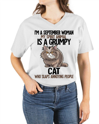SEPTEMBER - MY SPIRIT ANIMAL IS A GRUMPY CAT - BIRTHDAY SHIRT FOR WOMEN - KATE09 (SKU12-278-09)