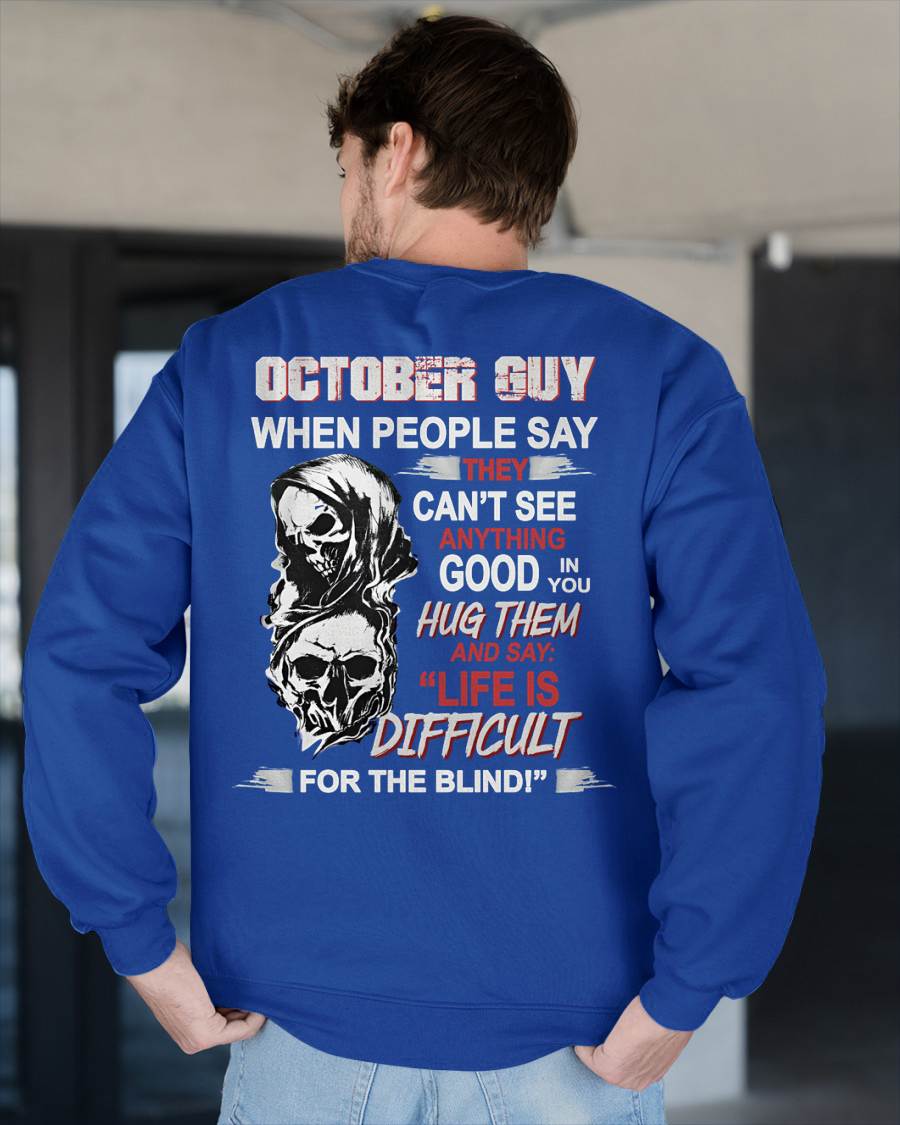 OCTOBER -  HUG THEM AND SAY... - BIRTHDAY T-SHIRT FOR MEN - KATE10 (SKU12-253-10)