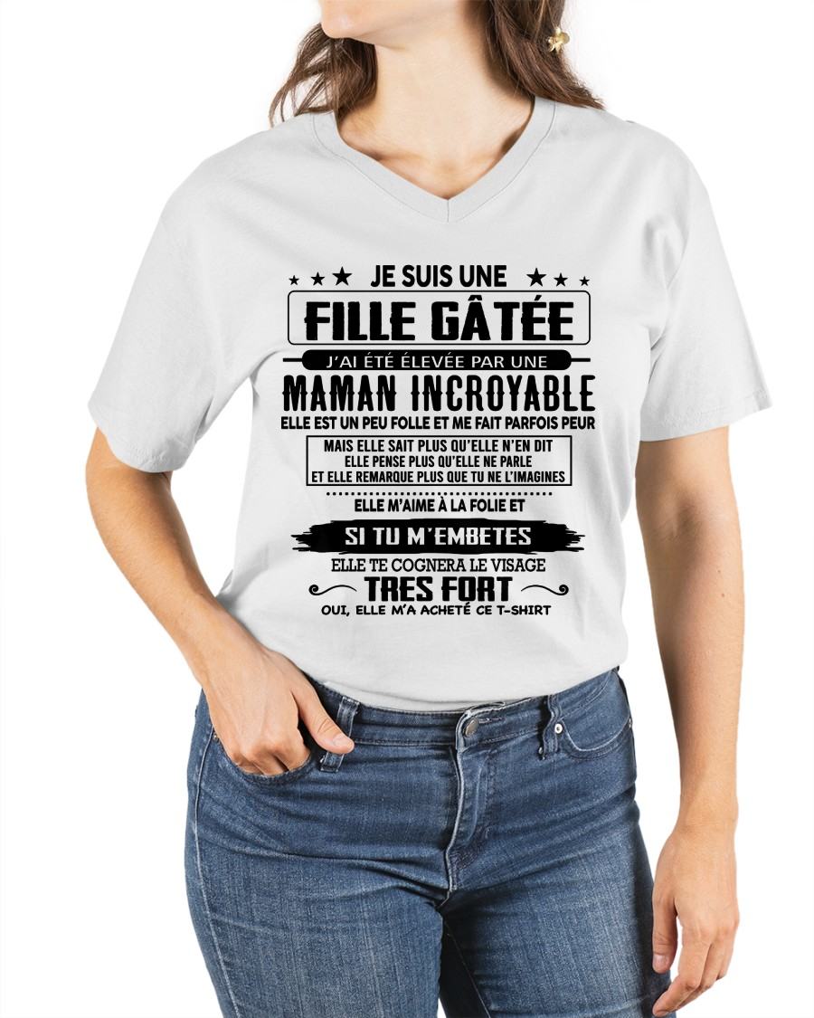 T-SHIRT JE SUIS UNE FILLE CHANCEUSE – CADEAU TOUCHANT DE MAMAN INCROYABLE - frKATE00 (SKU26T-0190-00)