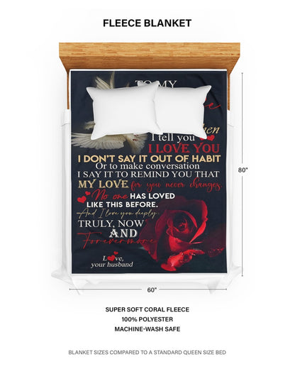 To My Wife – When I Tell You I Love You, I Say It to Remind You That My Love for You Never Changes, Truly Now and Forevermore – From Husband to Wife Anniversary, Valentine’s Day & Wedding Gift Blanket (SKU2602-38)