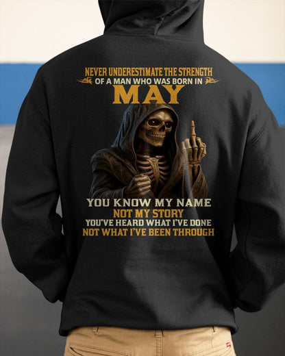 MAY - NEVER UNDERESTIMATE - BIRTHDAY T-SHIRT FOR MEN - KATE05 (SKU26T-01-06-05)