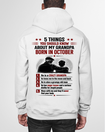 OCTOBER GRANDPA SHIRT – 5 Things You Should Know About My Grandpa – Gift From Grandpa to Grandchild (SKU2605-24-10)