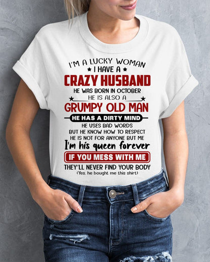 OCTOBER - TO MY WIFE - I'M A LUCKY WOMAN - GIFT FROM HUSBAND - KATE10 (SKU12-282-10)