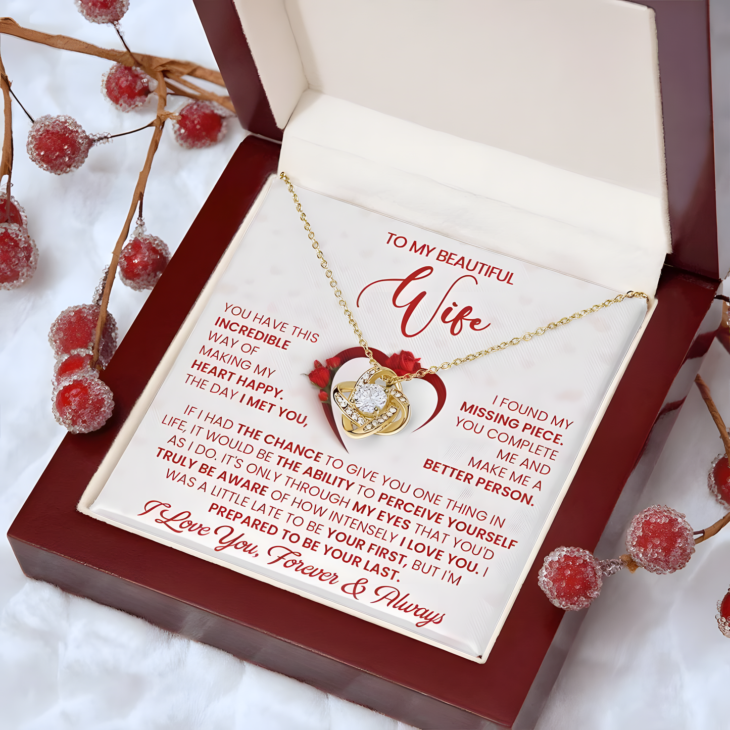 TO MY WIFE FROM HUSBAND - Premium Love Knot Necklace