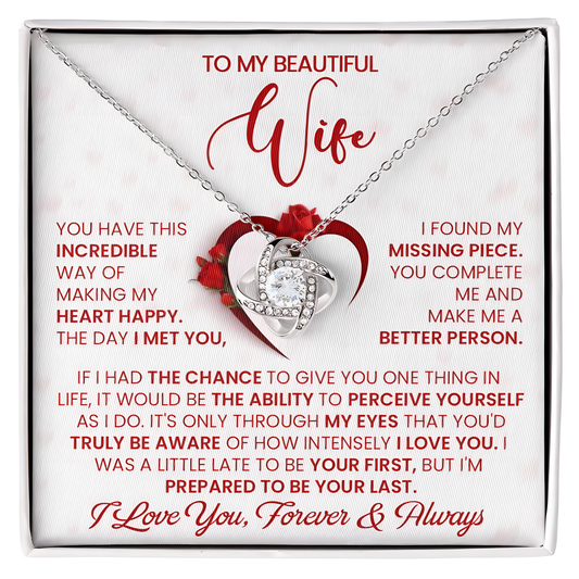 TO MY WIFE FROM HUSBAND - Premium Love Knot Necklace