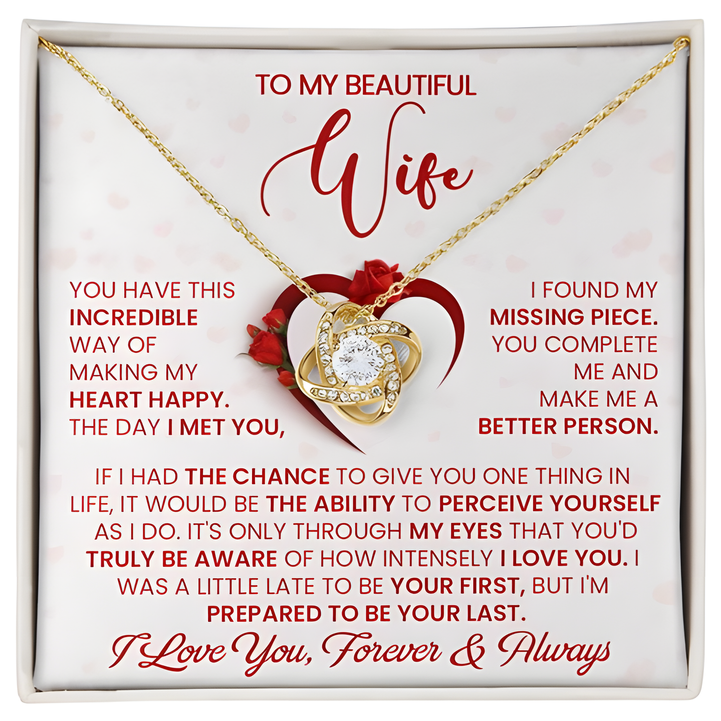 TO MY WIFE FROM HUSBAND - Premium Love Knot Necklace