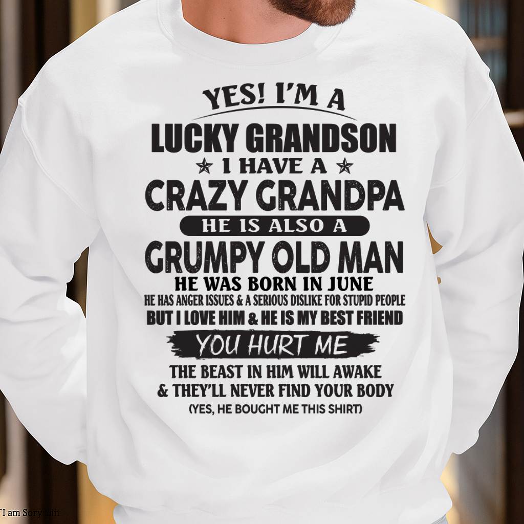 JUNE - LUCKY GRANDSON OF CRAZY GRANDPA -  PERFECT GIFT FROM GRANDPA - KATE06 (SKU12-145-06)