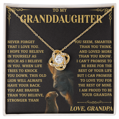TO MY GRANDDAUGHTER "NEVER FOR FORGET THAT..." - Gift from Grandpa - The Premium Love Knot Necklace (SKUJ12-216)