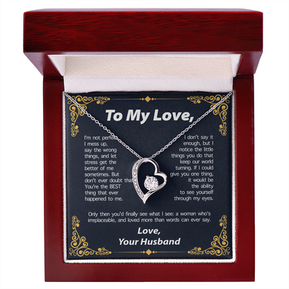 TO MY LOVE FROM HUSBAND NECKLACE - PERFECT GIFT FOR VALENTINE  - Premium Forever Love Necklace (SKUJ12-295)