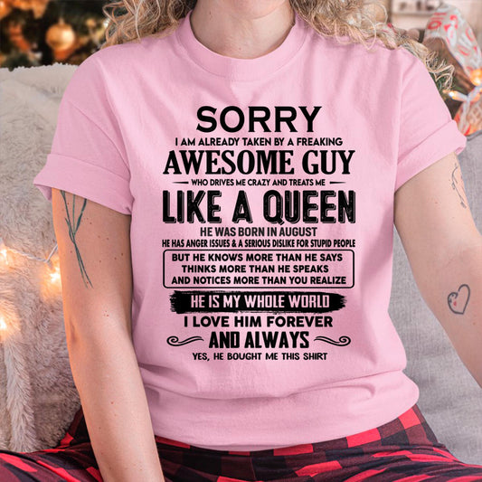 August - Sorry I am already taken by a freaking awesome guy - Gift for Wife From Husband - KATE08 (SKU-SRG-08)