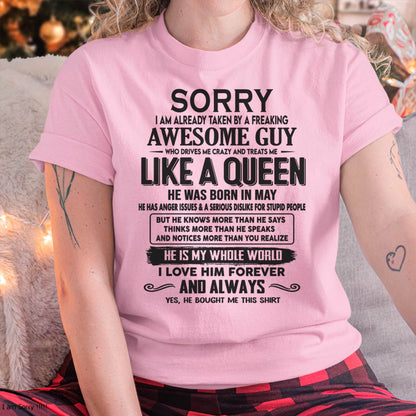 May - Sorry I am already taken by a freaking awesome guy - Gift for Wife From Husband - KATE05 (SKU08-25-05)