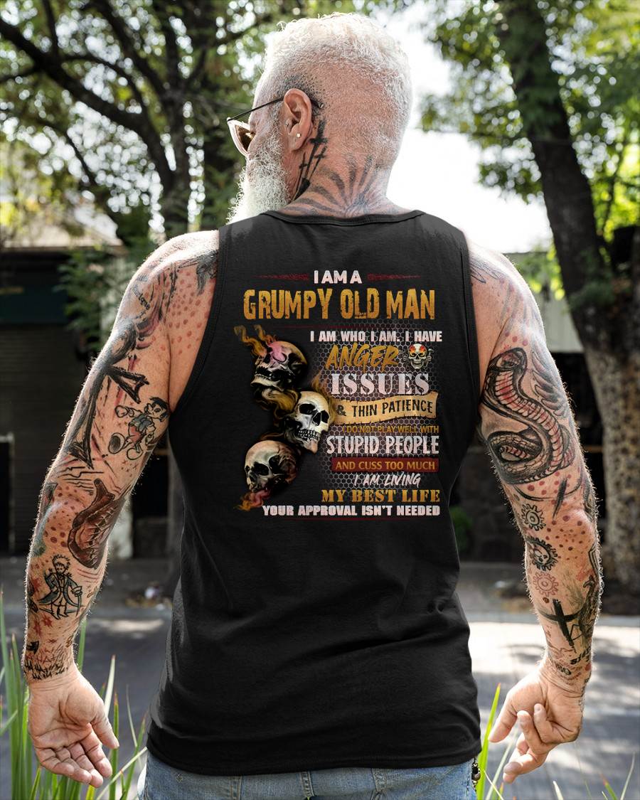 Grumpy Old Man T-Shirt - Funny Skull Anger Issues Tee - Perfect Gift For Men KATE00 (SKU08-67-00)