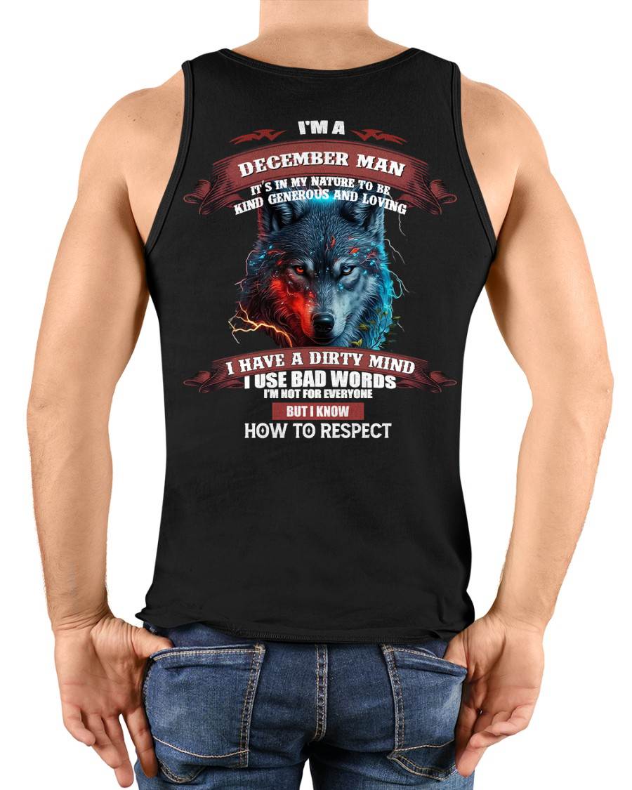 DECEMBER - KNOW HOW TO RESPECT - BIRTHDAY T-SHIRT FOR MEN - KATE12 (SKU12-162-12)