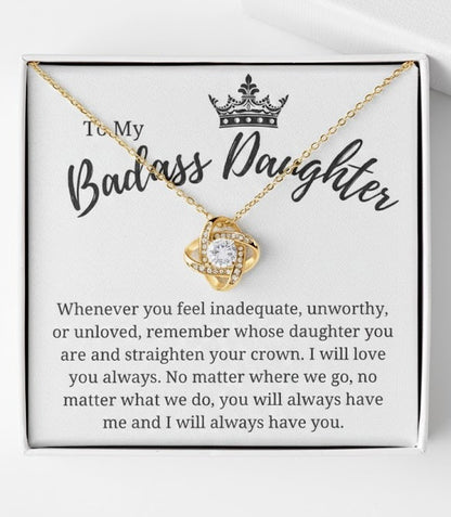 TO MY DAUGHTER "I Will Love You Always" - Premium Love Knot Necklace - FROM MOM or FROM DAD