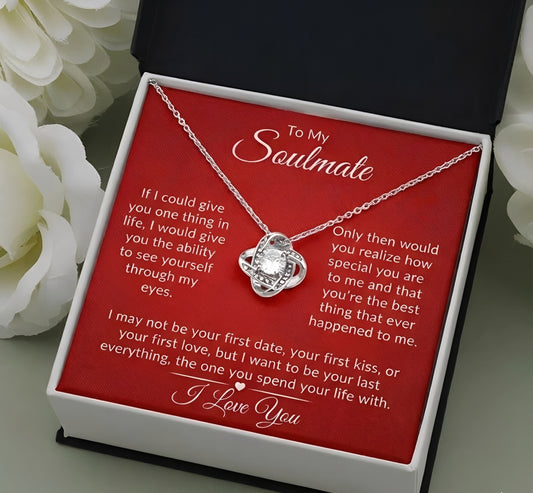 TO MY WIFE "See Yourself Through My Eyes" - FROM HUSBAND - Premium Love Knot Necklace
