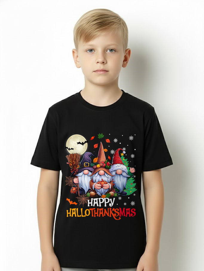 Happy Hallothanksmas Gnomes Lover Halloween Merry Christmas T-Shirt for men women (SKU-MRCM-5) FMA male