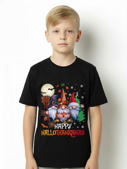 Happy Hallothanksmas Gnomes Lover Halloween Merry Christmas T-Shirt for men women (SKU-MRCM-5) FMA male