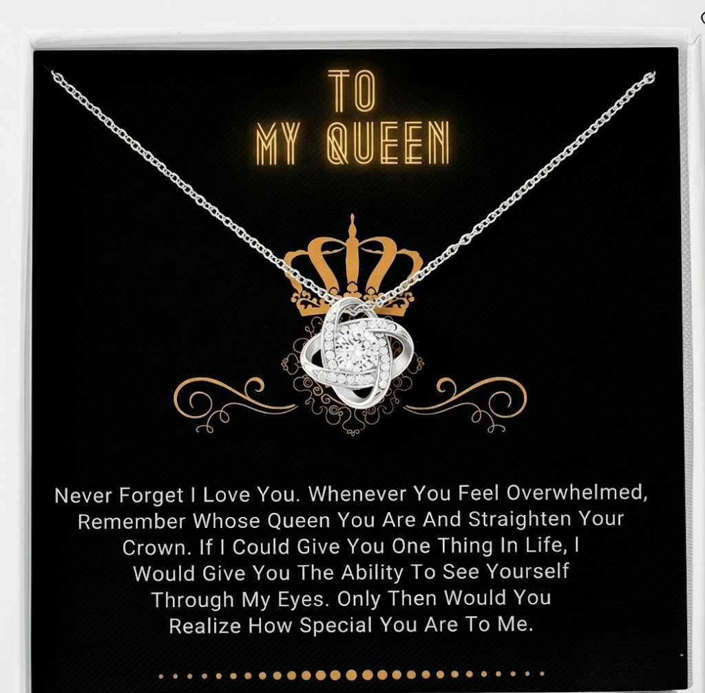 TO MY WIFE "Never Forget That I Love You" - FROM HUSBAND - Premium Love Knot Necklace