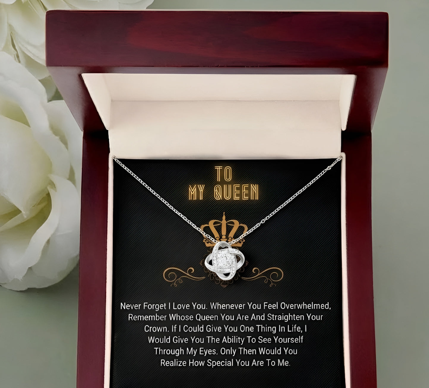 TO MY WIFE "Never Forget That I Love You" - FROM HUSBAND - Premium Love Knot Necklace