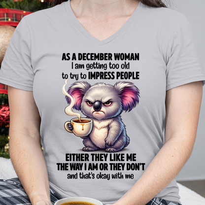 DECEMBER – December Woman Koala Shirt – Funny Women Birthday Gift Idea (SKU2604-205-12)