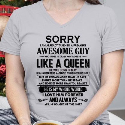 May - Sorry I am already taken by a freaking awesome guy - Gift for Wife From Husband - KATE05 (SKU-SRG-05)