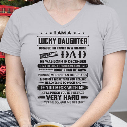 December - Lucky Daughter of Awesome Dad - Perfect Gift For Daughter From Dad - KATE12 (SKU08-47-12)